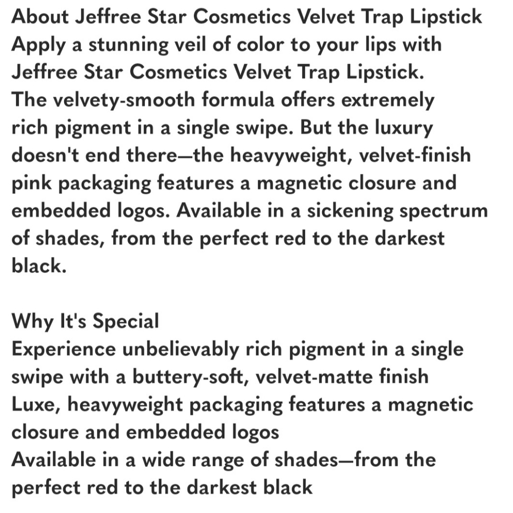 JEFFREE STAR Velvet Trap Lipstick - UNPHAZED - Picture 8 of 8